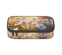 Tnnutp Wild Daisy Flower Large Pencil Case,Aesthetic Zipper Pencil Box,Big Capacity Pencil Pouch Stationery Pen Bag