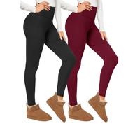 TNNZEET 2 Pack Thermal Leggings Women UK High Waisted Fleece Lined Pants | Ladies trousers for gym in winter, Thick warm pants for yoga, 3 Pack Fur bottoms for running in cold weather, Hiking clothing