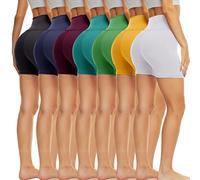 TNNZEET 7 Pack Biker Shorts for Women - 5''/8''/3'' High Waisted Workout Tummy Control Spandex Gym Shorts for Yoga Athletic, Black/Navy Blue/Purple/Teal/Bright Green/Ginger/White, L-XL
