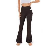 TNNZEET Flared Leggings Women Yoga Pants High Waisted Stretchy Workout Trousers with Pockets Bootcut for Gym（KDCO,XL） Coffee