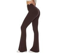 TNNZEET Flared Leggings Women Yoga Pants High Waisted Stretchy Workout Trousers with Pockets Bootcut for Gym（Coffee,L）