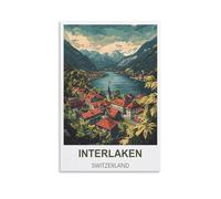 TNODZ Landscape Paint by Numbers Kits,Interlaken Switzerland Easy DIY Acrylic Pigment Drawing Paintwork for Home Wall Decor 50x60cm