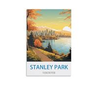 TNODZ Landscape Paint by Numbers Kits,Stanley Park Vancouver Easy DIY Acrylic Pigment Drawing Paintwork for Home Wall Decor 30x40cm