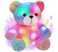 TNOIE Teddy Bear Plushies,Stuffed Animals with Musicl and 7 Changing Colorful Glow,Cute Kawaii Plush Toys Gifts for Kids Boys Girls and Her Valentines Birthday Christmas Day Gifts, 12 inch, Rainbow