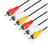 TNP 50 ft 3 RCA AV Cable - Male to Male Connector - Dual Shielded - Compatible with TV, AV, DVD, Home Theater - Black