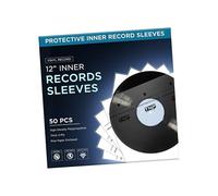 TNP 50 Vinyl Inner Sleeves Album Cover - Thick 3-Ply Vinyl Record Inner Sleeves 12 Inch for LP Storage Collection - Protective, Acid Free, Anti Static Record Sleeve Clear Cover with Rice Paper Inside