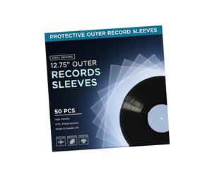 TNP 50 Vinyl Outer Sleeves Cover - Thick 3 Mil Vinyl Protective Sleeves 12.75" x 12.75" - Crystal Clear Plastic Record Sleeve for Single & Double LP Album Covers Storage Collection