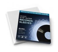 TNP 50 Vinyl Outer Sleeves Cover - Thick 3 Mil Vinyl Record Album Protective Sleeves 12.75" x 12.75" - Crystal Clear Plastic Record Sleeve for Single & Double LP Album Covers Storage Collection