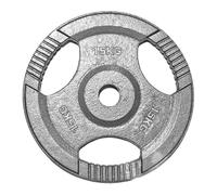 TNP Accessories 1-Inch Olympic Cast Iron Weight Plate | Heavy-Duty Silver Tri-Grip for Barbells & Dumbbells | Home & Commercial Gym Strength Training (1 x 15kg)