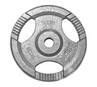 TNP Accessories 2-Inch Olympic Cast Iron Weight Plate | Heavy-Duty Silver Tri-Grip for Barbells & Dumbbells | Home & Commercial Gym Strength Training (1 x 10kg)