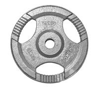 TNP Accessories 2-Inch Olympic Cast Iron Weight Plate | Heavy-Duty Silver Tri-Grip for Barbells & Dumbbells | Home & Commercial Gym Strength Training (1 x 25kg)