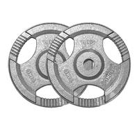TNP Accessories 2-Inch Olympic Cast Iron Weight Plates (Set of 2) | Heavy-Duty Silver Tri-Grip for Barbells & Dumbbells | Home & Commercial Gym Strength Training (2 x 10kg)