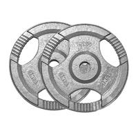 TNP Accessories 2-Inch Olympic Cast Iron Weight Plates (Set of 2) | Heavy-Duty Silver Tri-Grip for Barbells & Dumbbells | Home & Commercial Gym Strength Training (2 x 15kg)