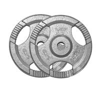 TNP Accessories 2-Inch Olympic Cast Iron Weight Plates (Set of 2) | Heavy-Duty Silver Tri-Grip for Barbells & Dumbbells | Home & Commercial Gym Strength Training (2 x 2.5kg)