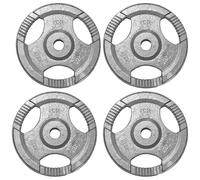 TNP Accessories 2-Inch Olympic Cast Iron Weight Plates (Set of 4) | Heavy-Duty Silver Tri-Grip for Barbells & Dumbbells | Home & Commercial Gym Strength Training (4 x 5kg)