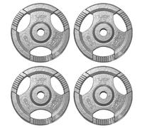 TNP Accessories 2-Inch Olympic Cast Iron Weight Plates (Set of 4) | Heavy-Duty Silver Tri-Grip for Barbells & Dumbbells | Home & Commercial Gym Strength Training (4 x 7.5kg)
