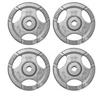 TNP Accessories 2-Inch Olympic Cast Iron Weight Plates (Set of 4) | Heavy-Duty Silver Tri-Grip for Barbells & Dumbbells | Home & Commercial Gym Strength Training (4 x 25kg)