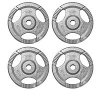 TNP Accessories 2-Inch Olympic Cast Iron Weight Plates (Set of 4) | Heavy-Duty Silver Tri-Grip for Barbells & Dumbbells | Home & Commercial Gym Strength Training (4 x 10kg)