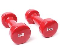 TNP Accessories Cast Iron Vinyl Lifting Dumbbell Training Set of Hand Weights Home Gym Exercise Pilates for Men or Women (Red, 3Kg (Pair))