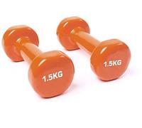 TNP Accessories Cast Iron Vinyl Lifting Dumbbell Training Set of Hand Weights Home Gym Exercise Pilates for Men or Women (Orange, 1.5kg (Pair))