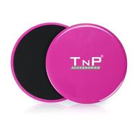 TnP Accessories Core Sliders, 2 x Dual Sided Gliding Discs, Ultimate Core Trainer, Abdominal Total Body Workout Equipment for Carpet, Wood, Tiled Floor at Gym & Home, Dual Side Slider (Pink)