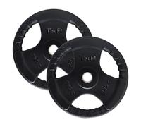 TnP Accessories Rubber Standard 1" Radial TRI-GRIP Rubber Hammertone Disc Weight Plates EZ Bar Curl Barbell Dumbbell Weights Fitness Gym 2.5kg to 25kg Set (2 x 2.5KG)