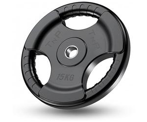 TnP Accessories Rubber Standard 1" Radial TRI-GRIP Rubber Hammertone Disc Weight Plates EZ Bar Curl Barbell Dumbbell Weights Fitness Gym 2.5kg to 25kg Set (1 x 15KG (Black))