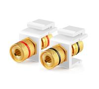 TNP Banana Jack Keystone Insert (Set of 2) - Speaker Binding Post Banana Jacks for Wall Plate, Gold-Plated Snap-In Audio Speaker Jack Coupler, 2-Channel Black Red Home Theater Connectors (1 Pack)