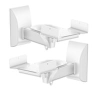 TNP Bookshelf Speaker Wall Mount Brackets with Dual Side Clamping - Universal Surround Sound Speaker Mounting with Adjustable Swivel & Tilt Angle for Home & Studio, Support up to 55 lbs, 2 Pack, White