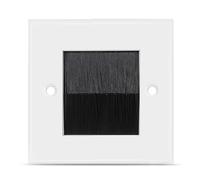 TNP Brush Faceplate Faceplate Wall Plate - Single Gang Cable Entry Access Brush Bristles Style Strap Opening Port Insert Socket Wiring Plug Jack Decorative Face Cover Outlet Mount Panel (Black)