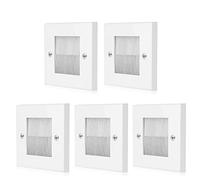 TNP Brush Faceplate Faceplate Wall Plate - Single Gang Cable Entry Access Brush Bristles Style Strap Opening Port Insert Socket Wiring Plug Jack Decorative Cover Outlet Mount Panel (White) (5 Pack)
