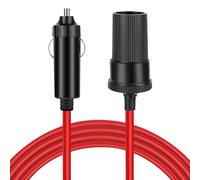 TNP Car Cigarette Lighter Extension Cord (15ft) - 12 volt Extension Cord with Cigarette Lighter Plug - 18AWG 10A Male to Female Socket Extender Cable for Car Charger, Tire Inflators, Vacuum (Red)