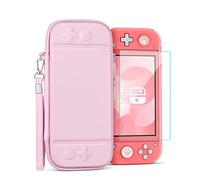 TNP Carrying Case for Nintendo Switch Lite, Pink - Kawaii Cute Portable Travel Case, Protective Storage Carry Bag for Girls with Screen Protector, 10 Game Cartridge Holder