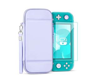 TNP Carrying Case for Nintendo Switch Lite, Purple - Kawaii Cute Portable Travel Case, Protective Storage Carry Bag for Girls with Screen Protector, 10 Game Cartridge Holder