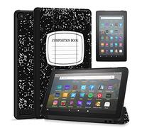 TNP Case Cover for Amazon Kindle Fire 7 Tablet 9th & 7th Generation 2019 2017 Release - Smart Slim PU Leather Protective Sleeve w/Auto Sleep Wake (Composition Book)