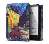 TNP Case for 6.8" Kindle Paperwhite 11th Generation 2021 / Kindle Paperwhite Signature Edition, PU Leather Cover, Protective Sleeve Folio Case for Kindle E-Reader with Auto Sleep/Wake, Cafe At Night