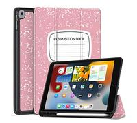 TNP Case for iPad 9th Gen 2021/iPad 8th 2020/iPad 7th 2019 Generation Protective Cover with Pencil Holder - 10.2 inch Slim Soft TPU Trifold Stand PU Leather Folio Auto Sleep Wake - Composition Book