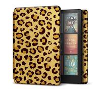 TNP Case for Kindle Paperwhite 12th Generation 2024 / Kindle Colorsoft Signature Edition - 7" PU Leather Protective Folio Cover for Kindle Paperwhite Kids with Auto Sleep/Wake, Leopard Yellow