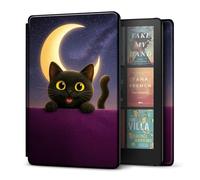 TNP Case for Kindle Paperwhite 12th Generation 2024 / Kindle Colorsoft Signature Edition - 7" PU Leather Protective Folio Cover for Kindle Paperwhite Kids with Auto Sleep/Wake, Cat Moon