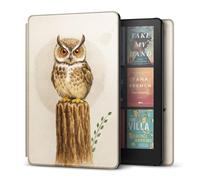 TNP Case for Kindle Paperwhite 12th Generation 2024 / Kindle Colorsoft Signature Edition - 7" PU Leather Protective Folio Cover for Kindle Paperwhite Kids with Auto Sleep/Wake, Owl in the Tree