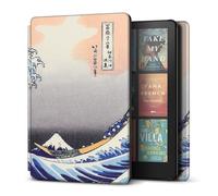 TNP Case for Kindle Paperwhite 12th Generation 2024 / Kindle Colorsoft Signature Edition - 7" PU Leather Protective Folio Cover for Kindle Paperwhite Kids with Auto Sleep/Wake, Great Wave