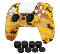 TNP Controller Case for PS5 Silicone Controller Skin for Dualsense Cover + 8 Pro Thumb Grips Set Sony Playstation 5 Skins Accessories Camo Yellow with Ergonomic Textured Grip