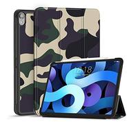 TNP Cover Case for iPad Air 11 Inch M2 6th 2024, 5th 4th Generation(2022 2020) - 10.9" Camouflage Brown Case with Pencil Holder for 2nd Gen Apple Pencil - Protective Cover with Trifold Stand