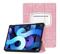 TNP Cover Case for iPad Air 11 Inch M2 6th 2024, 5th 4th Generation(2022 2020) - 10.9" Pink Composition Book Case with Pencil Holder for 2nd Gen Apple Pencil - Protective Cover with Trifold Stand