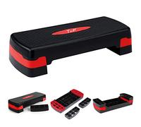 TnP Distribution Adjustable Aerobic Step Exercise Stepper Cardio Yoga Workout Fitness Gym Machine Step Platform (Black + Red)