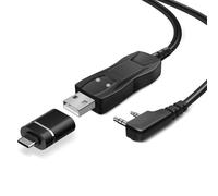 TNP FTDI Programming Cable with USB C Adapter - Plug and Play USB 2 Pin for Baofeng, Btech, Wouxun, Radioddity & Kenwood Two Way Radios, 3 FT Durable Ham Radio CHIRP for Baofeng Programming Cable