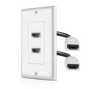 TNP HDMI Wall Plate - 2 Pack, 2 Port HDMI Socket Plug Jack Outlet Decorative Face Cover Mount Panel with 4K UHD ARC Ethernet Pass-Thru Support Flexible High Speed Extension Pigtail Coupler Cable