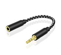 TNP Headphone Extender 3.5mm Audio Jack Extension Adapter - AUX Auxiliary Stereo Headset Connector Male to Female Plug 3 Pole for iPhone Android Smartphone Battery Case Speaker (6 Inch)