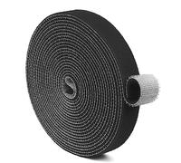 TNP Hook and Loop Tape Strap Cable Ties Fastener (Black) (15 Feet) - Sticky Self Adhesive Nylon Fabric Roll Wrap 0.75" Wide 5 Yards Reusable for Cutting Custom Length Cord Wire Fastening