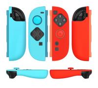 TNP JoyCon 2 Case Cover for Nintendo Switch 2 2025 - Protective Silicone Switch 2 Joycon Cover with Thumb Grip Caps - Ergonomic Anti-Slip Soft Shell Skin Case for Joy Con Controller (Red+Light Blue)